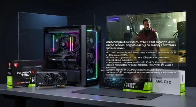 Видеокарта 3060 купить от MSI, Palit, Gigabyte, Asus: какую версию: подробный гид по выбору с тестами и сравнениями