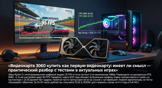 Видеокарта 3060 купить как первую видеокарту: имеет ли смысл — практический разбор с тестами в актуальных играх